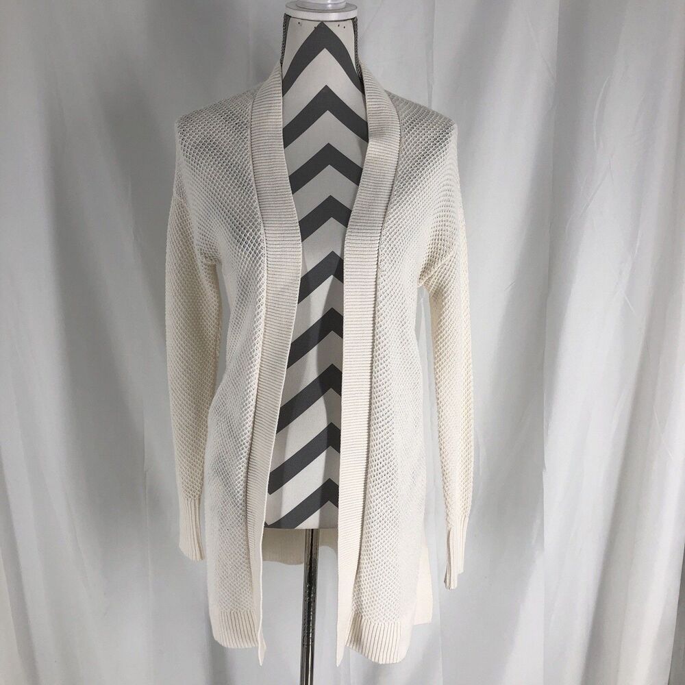 LOFT Ann Taylor Women's White Open-Knit Cardigan Sweater Size XS